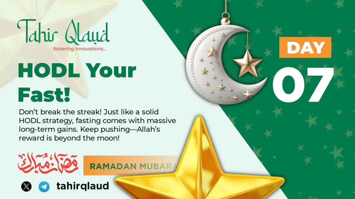tahirqlaud's tweet photo. HODL Your Fast! ⏳

Don’t break the streak! Just like a diamond-handed HODL strategy, fasting comes with massive long-term gains. 💎🔥

Keep pushing, stay strong—Allah’s reward is beyond the moon! 🚀✨

🔗 Join the community:
X: https://t.co/h7e9hmxjkh
TG: https://t.co/IEI5ELJ9DR https://t.co/JJ5Vt7rCjg