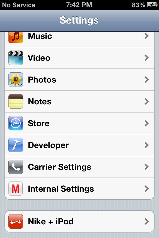 iOS 6.0 Internal UI (10A234) on iPhone 4, with a fully functional YouTube app and very minimal changes from iOS 5 #appleinternal