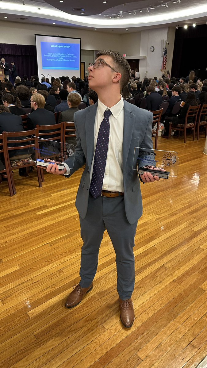 Proud of all my kiddos for their work at DECA state. Congrats Jase, Remy, and Rowan for their 1st place finish! Not pictured here: Natalie Hohman and Martin Segura also placed top 5. All 5 of these students are going to Nationals!! 
<a href="/SMSouthTDain/">Dr. Todd Dain</a> 
<a href="/theSMSD/">SM School District</a>