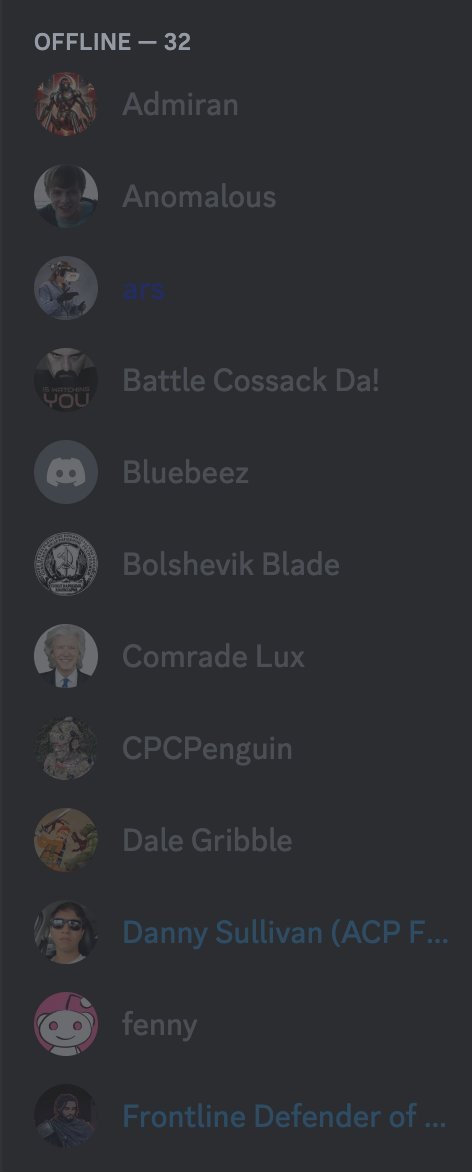 ACP_Leaks's tweet photo. Ali "Haz" Hammoud live on stream tonight calling us liars. Failing to address the majority of what we have posted, instead focusing on tiny weird details. But even there he's lying. He said there's no secret nationalist Discord for ACP members... and yet... here it is: https://t.co/q16vBaVqOG