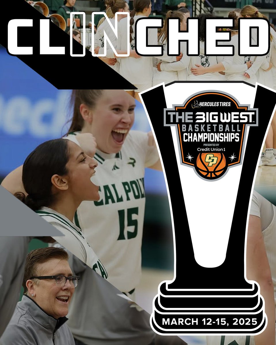 The Big West (@bigwestsports) on Twitter photo 𝙍𝙄𝘿𝙀 𝙃𝙄𝙂𝙃 🏀🐎
<a href="/CalPolyWBB/">Cal Poly WBB</a> have clinched their spot in Henderson for the 2025 Big West Women's Basketball Championship! Get your tickets now to support your Mustangs at <a href="/LeesFamilyForum/">Lee’s Family Forum</a>!
🎟️: bigwest.org/MustangsAtLFF
#𝗢𝗻𝗹𝘆𝗧𝗵𝗲𝗕𝗼𝗹𝗱 x #NCAAWBB x #RideHigh 𝙍𝙄𝘿𝙀 𝙃𝙄𝙂𝙃 🏀🐎
<a href="/CalPolyWBB/">Cal Poly WBB</a> have clinched their spot in Henderson for the 2025 Big West Women's Basketball Championship! Get your tickets now to support your Mustangs at <a href="/LeesFamilyForum/">Lee’s Family Forum</a>!
🎟️: bigwest.org/MustangsAtLFF
#𝗢𝗻𝗹𝘆𝗧𝗵𝗲𝗕𝗼𝗹𝗱 x #NCAAWBB x #RideHigh