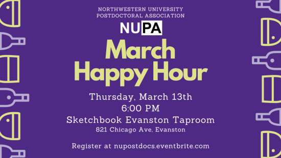 NUPostdocs's tweet image. Hey Evanston Postdocs! Need a break from the lab/office?
Join us for a casual happy hour to connect, relax, and chat with fellow postdocs!
When: 13th March 2025 (Thursday)
Time: 6pm - 8pm
Where: Sketchbook Evanston Taproom, 821 Chicago Ave, Evanston