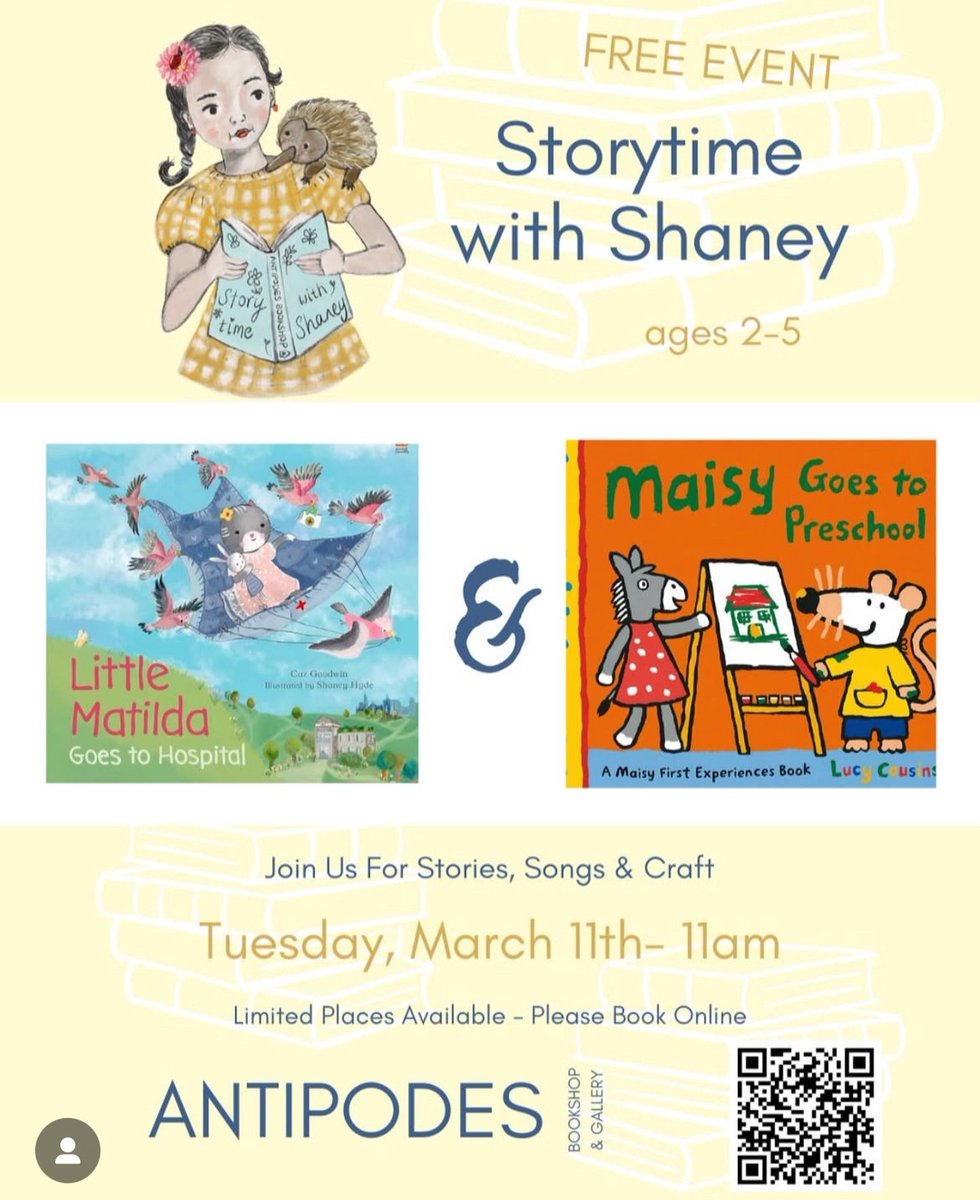 Our Little Matilda book will feature at @storytimewithshaney on Tuesday 11th March at @antipodesbookshop Sorrento.  There'll be stories, songs, dances &amp; story response craft. Fun and free.