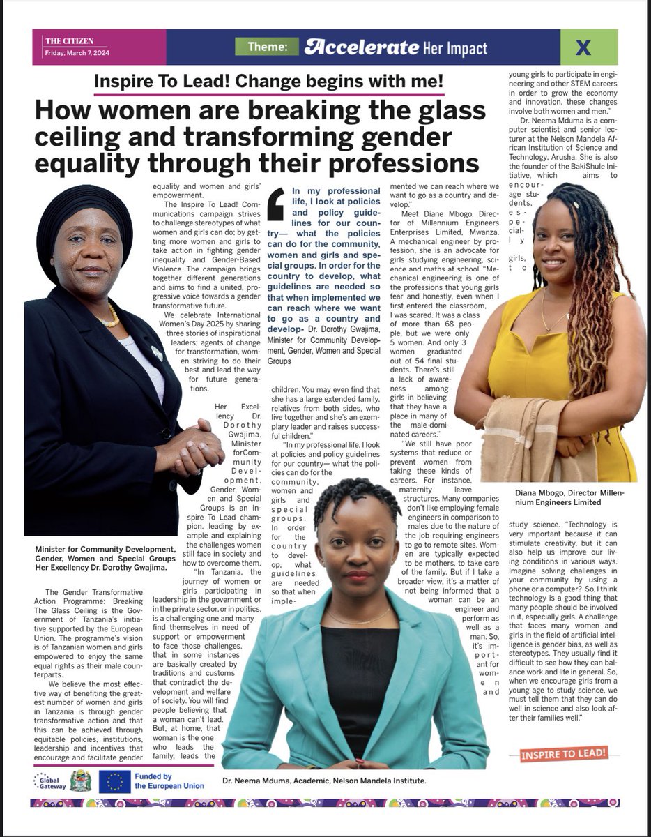 Happy and excited to have been part of the Gender Transformative Action Programme: Breaking the Glass Ceiling! I hope my story inspires more girls to pursue careers in science and make a difference in our communities #BreakingBarriers #WomenInScience #BakiShule📚