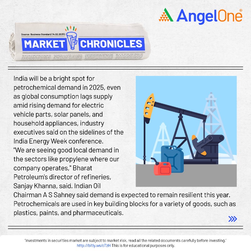 AngelOne's tweet photo. EVs, solar panels, and appliances fuel India's petrochemical demand. Growth amidst global slowdown.
#Petrochemicals #IndiaGrowth #EnergySector #MarketChronicles #AngelOne