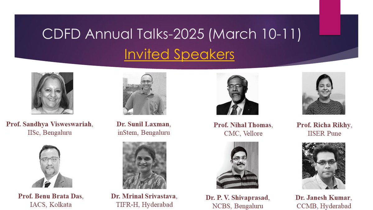 yathishJachar's tweet image. Looking forward to the upcoming 'CDFD Annual Talks-2025'! 🎉 A wonderful opportunity to hear from esteemed invited speakers on cutting-edge research and innovation. #CDFDTalks2025