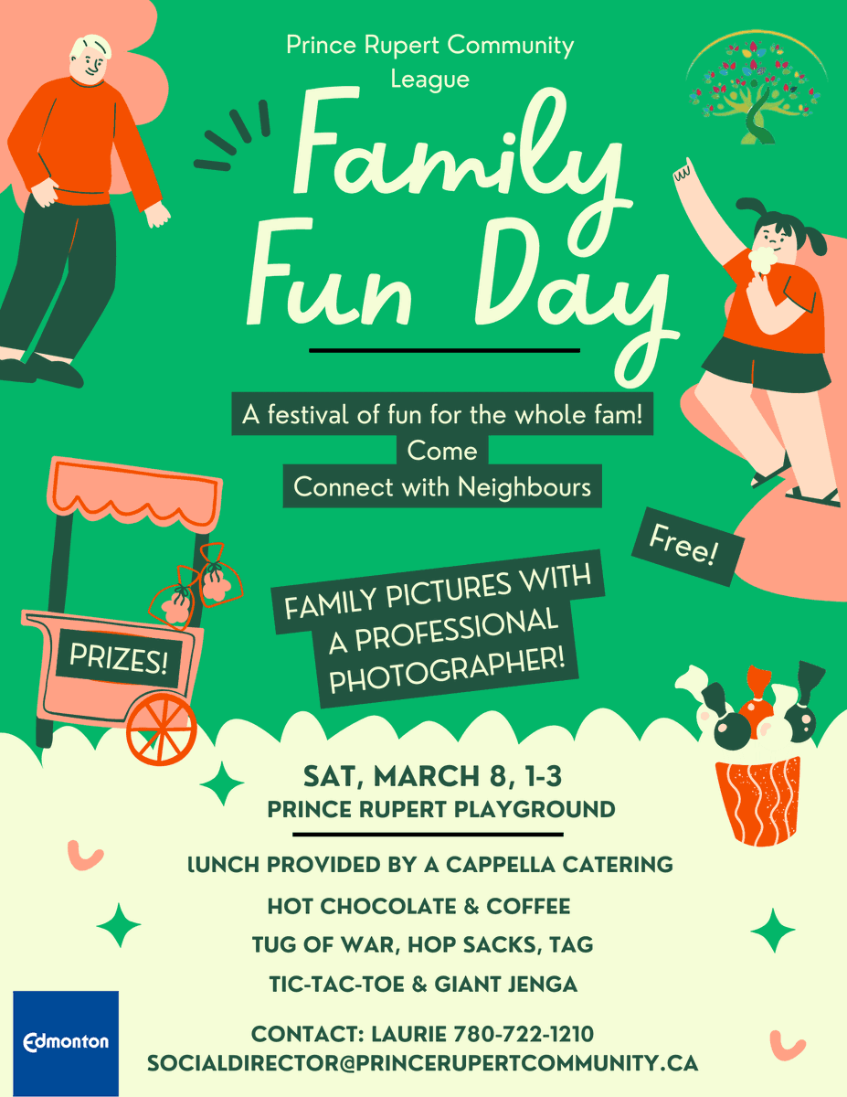 Dear #PRCL Members!

We hope you are looking forward to our #FamilyFunDay this Saturday! Lunch provided by A CAPELLA catering, lots of games &amp; prizes &amp; fun! Come and get professional family pictures taken! Full details in the poster.

Come connect with your #neighbors! #yeg #EFCL