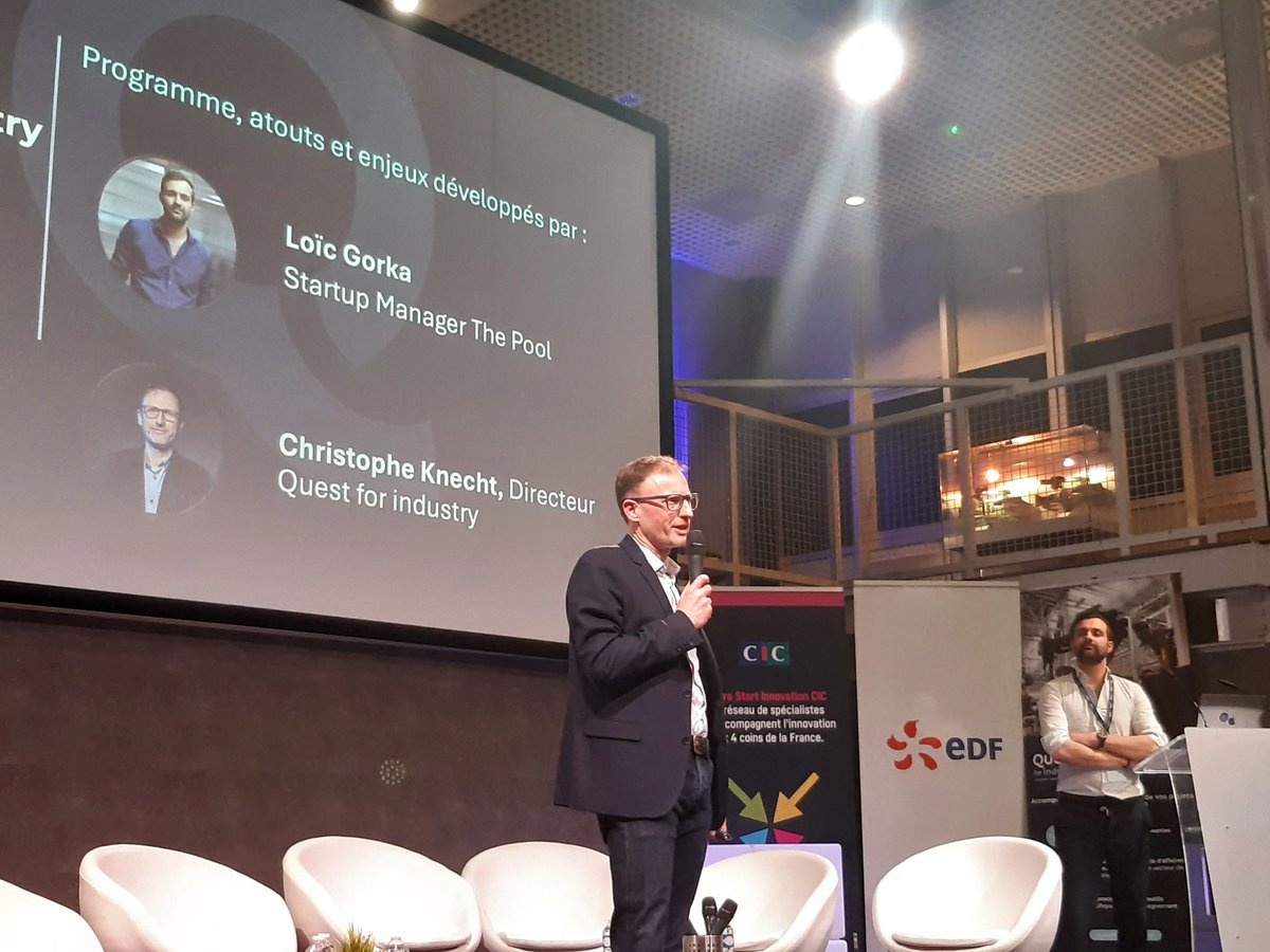 👋<a href="/thepool/">At The Pool</a> pour le lancement de #QuestForindustry ! EDF est partenaire de cette initiative qui propulse l'innovation dans le #GrandEst🌟
Partage de notre vision d'open innovation et du soutien aux #Startups locales 
Ensemble,  innovons pour lutter contre le changement climatique