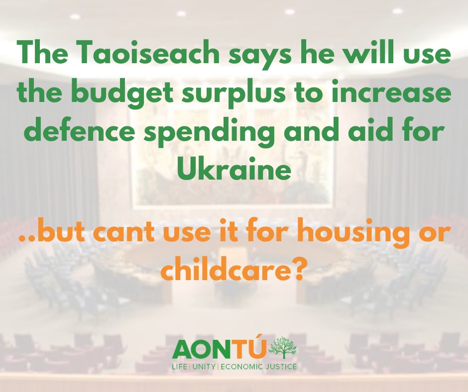 Talking about sending Irish men and women to peace keep in Ukraine, using the budget surplus to send aid yet we have so many problems that have been ignored for years.  Get your priorities right #AontúAccountability