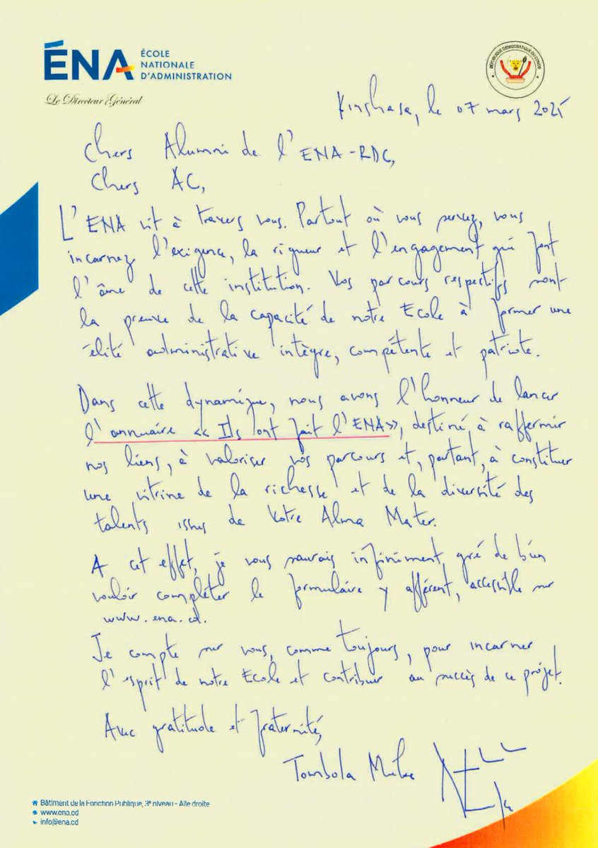 Chers Alumni de l’<a href="/EnaRDC_Officiel/">Ena RDC</a>,
Chers AC,

👉🏽 ena.cd/inscription-de…