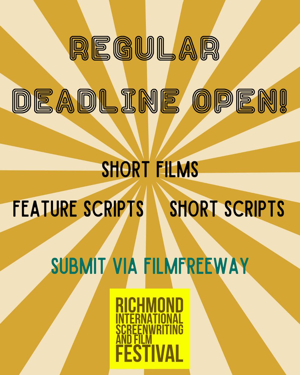 RichmondIntSF's tweet image. AMAZING #shortscript #featurescript and #shortfilm submissions coming in!
#SCREENWRITERS &amp; #FILMMAKERS - DON'T MISS our REGULAR DEADLINE!
SUBMIT 👉filmfreeway.com/RISF #indiefilm #filmmaking #screenwriting #RISFF #filmfestival #ukfilmfestival #londonfilmfestival