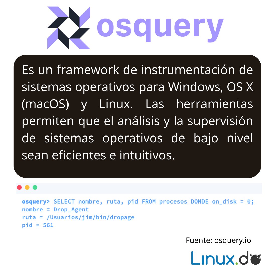 linuxdominicana's tweet image. #Osquery
#linuxdominicana
#opensource 
#codigoabierto
#linux
#linuxenespañol