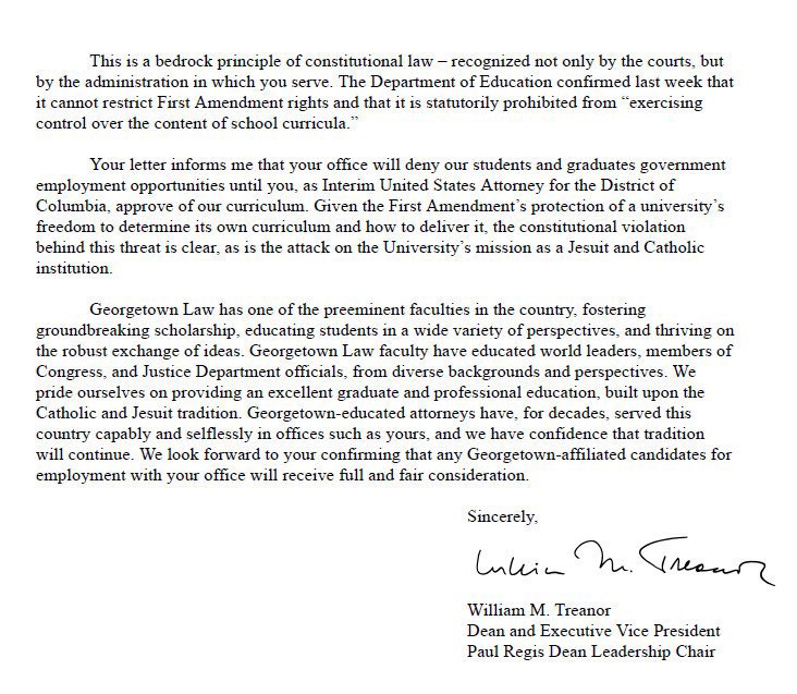 Harvard Law Professor (@harvardlawprof) on Twitter photo The U.S. Attorney violated their constitutional rights when it challenged <a href="/GeorgetownLaw/">Georgetown Law</a> on whether it teaches and promotes DEI and threatened to block employment to graduates of their school. The response was excellent. #Georgetown #DEI The U.S. Attorney violated their constitutional rights when it challenged <a href="/GeorgetownLaw/">Georgetown Law</a> on whether it teaches and promotes DEI and threatened to block employment to graduates of their school. The response was excellent. #Georgetown #DEI