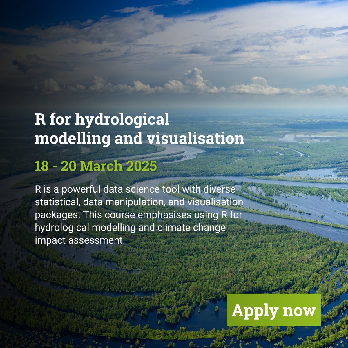 cranfieldwater's tweet image. R for hydrological modelling and visualisation short course.
Ideal for professionals in water that want to obtain knowledge on applied aspects of R programming in hydrological modelling.
Secure your place - book today!
bit.ly/48YDKgN
#RProgramming #ShortCourse