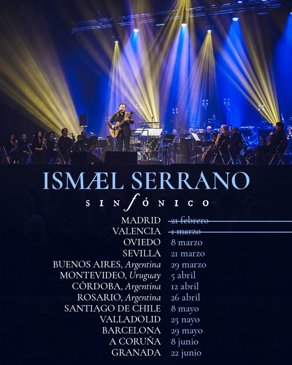 La gira sinfónica continúa su viaje. Quizá sean estos los conciertos más emocionantes que he realizado en toda mi carrera ¡Gracias a tod@s por hacerlo posible! 
Más información y entradas en ismaelserrano.com/conciertos