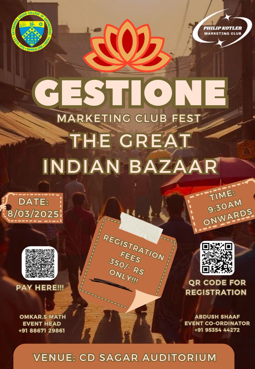 dscedomsvtu's tweet photo. 🚀 GESTIONE 2025 – The Ultimate Inter-College Marketing Fest! 🎯🔥
Philip Kotler – The Marketing Club of MBA, DSCE proudly presents GESTIONE 2025, a high-energy inter-college marketing fest that challenges the brightest marketing minds to compete, create, and innovate! https://t.co/6WAe5eHvDF