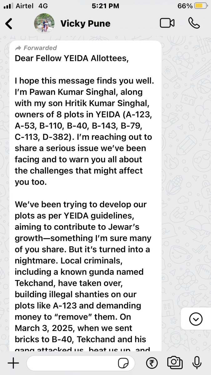 Paramje39914023's tweet photo. @CeoYeida @myogiadityanath Allottees of YEIDA are facing harassment from locals and goons, obstructing access and development of their legally allotted land. Authorities must take immediate action to ensure their safety and rights.
I urge YEIDA &amp; law enforcement to intervene. https://t.co/A996B6f3WF