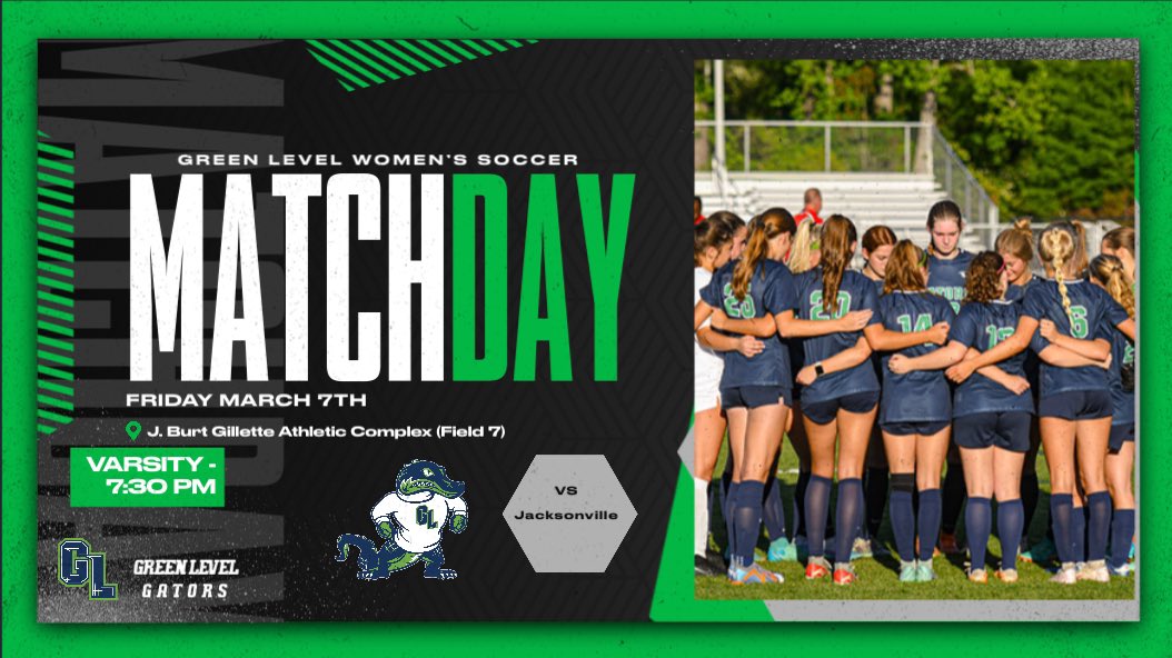 Game day! The Gators travel to Wilson to take on Jacksonville in the Brittany Soccer Showcase at 7:30 pm. #levelup