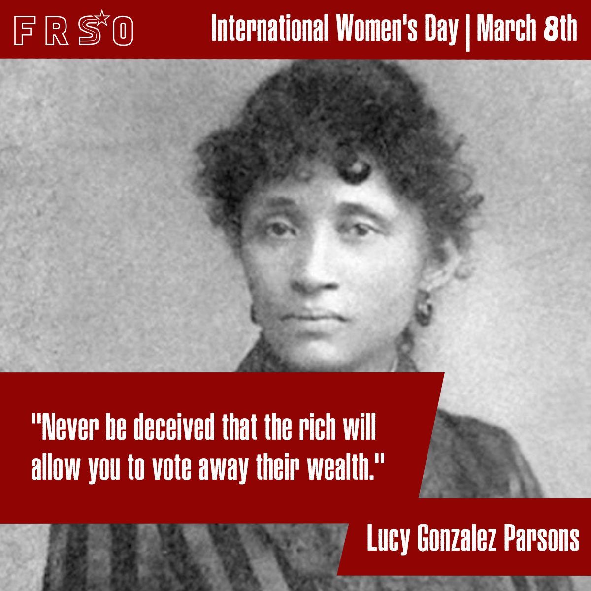 #OnThisDay March 7th, 1942: Lucy Gonzales Parsons died. A militant labor organizer, anarchist, and communist Chicago Police called her "more dangerous than a thousand rioters". She helped found the IWW, defended the Scottsboro 9, and in 1939 joined the Communist Party.