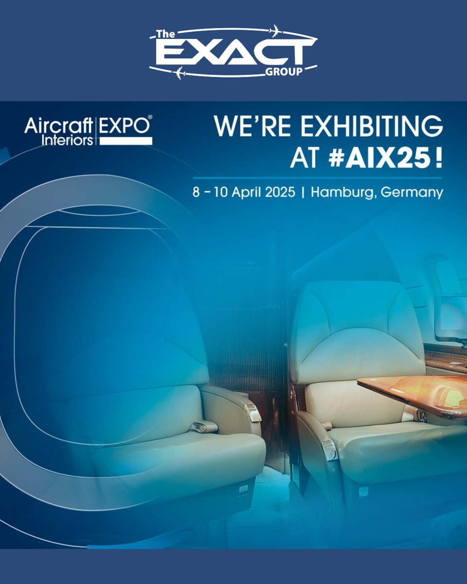 The Exact Group (@exactcnc) on Twitter photo We are less than ONE month away from AIX 2025! ✈️
The <a href="/aix_expo/">Aircraft Interiors Expo</a> is the leading exposition showcasing the latest in cabin interiors, inflight entertainment, and passenger comfort.
📍Find us at Stand 7B42 in Hall B7 on the <a href="/InvestNI/">Invest NI</a> stand!
<a href="/IPCMouldings/">IPC Mouldings</a> <a href="/BradforLtd/">Bradfor Ltd</a> We are less than ONE month away from AIX 2025! ✈️
The <a href="/aix_expo/">Aircraft Interiors Expo</a> is the leading exposition showcasing the latest in cabin interiors, inflight entertainment, and passenger comfort.
📍Find us at Stand 7B42 in Hall B7 on the <a href="/InvestNI/">Invest NI</a> stand!
<a href="/IPCMouldings/">IPC Mouldings</a> <a href="/BradforLtd/">Bradfor Ltd</a>