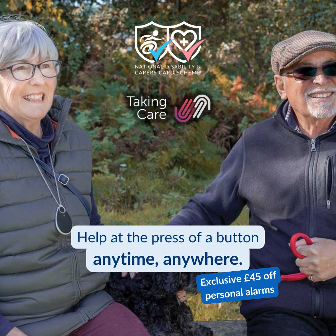 Feeling safe &amp; independent matters. That’s why we’ve partnered with @TakingCareUK, the UK’s first <a href="/WhichUK/">Which?</a> Approved provider of personal alarms, to give National Disability &amp; Carers Card holders an exclusive £45 off.

Log into our Discounts &amp; Benefits page to access this offer.