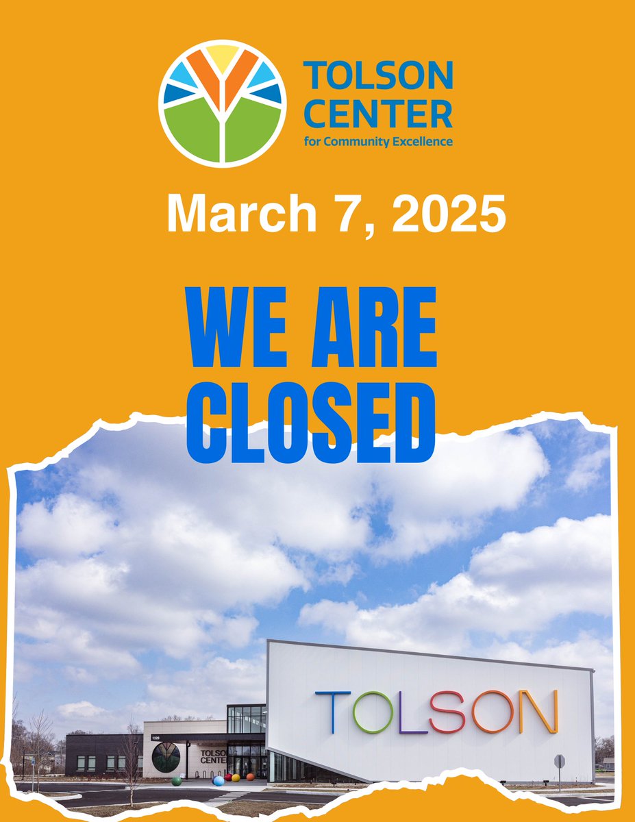 TolsonCentro's tweet photo. Friendly reminder! Tolson is closed Friday, March 7, 2025. https://t.co/XSoI7WYQIo
