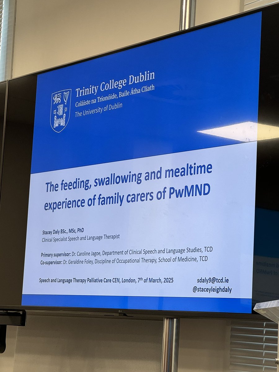 Now we have Stacy Daly sharing her PHD results on ‘The feeding, swallowing and mealtime experience of family carers or PwMND’ with us! #MND #swallowing #mealtime #dysphagia #palliativecare