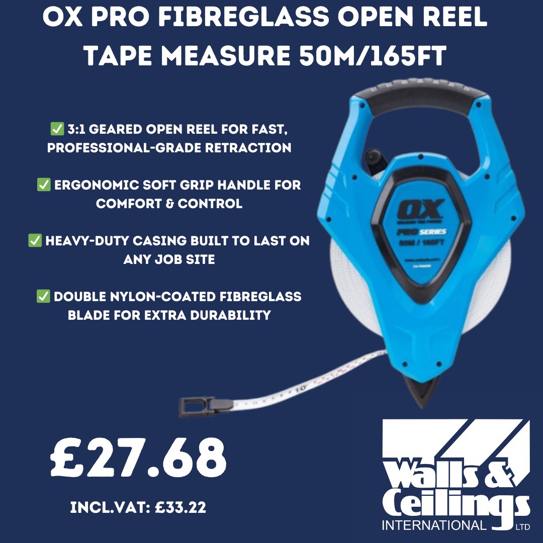 WAClimited's tweet image. OX Pro 50M / 165FT Open Reel Tape Measure – Built for Precision! 📏

Measure with confidence—get yours today: ow.ly/f0EQ50Vcy6X

#OXPro #PrecisionTools #TapeMeasure #ConstructionTools