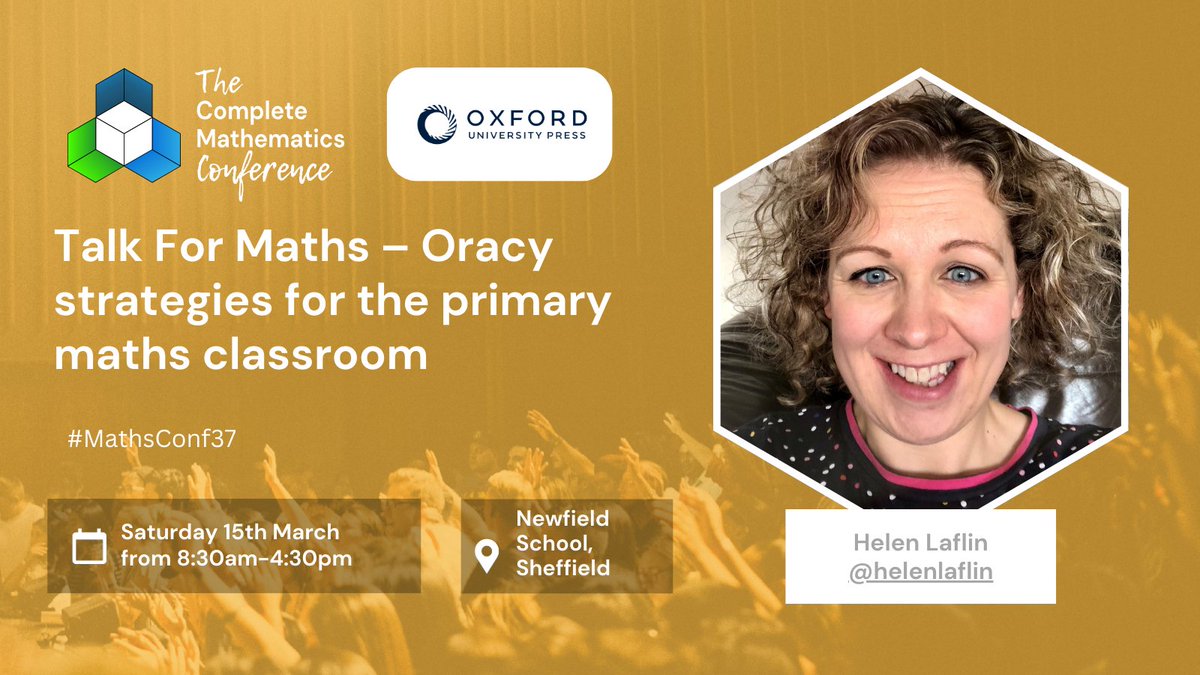 Complete Maths (@lasalleed) on Twitter photo We've been building up to this! 🚀 Our final #MathsConf37 workshop announcements are here.
Talk for Maths – 🗣️ Oracy Strategies for the Primary Maths Classroom 📚✏️
This will be run by <a href="/helenlaflin/">Helen Laflin</a> <a href="/OUPPrimary/">Oxford Primary</a>
🎟️ You can grab your ticket and book her workshop here: We've been building up to this! 🚀 Our final #MathsConf37 workshop announcements are here.
Talk for Maths – 🗣️ Oracy Strategies for the Primary Maths Classroom 📚✏️
This will be run by <a href="/helenlaflin/">Helen Laflin</a> <a href="/OUPPrimary/">Oxford Primary</a>
🎟️ You can grab your ticket and book her workshop here: