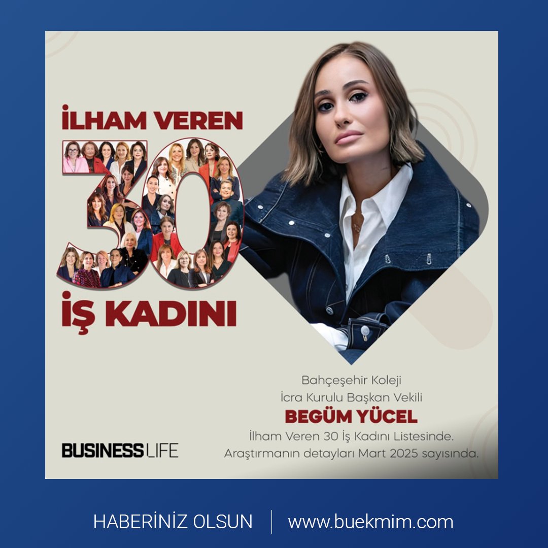 Bahçeşehir Koleji Spor Kulübü Başkanı ve Bahçeşehir Koleji İcra Kurulu Başkan Vekili Begüm Yücel, Business Life’ın Mart 2025 sayısında, “İlham Veren 30 İş Kadını” listesinde… #haberinizolsun 

businesslife.com.tr/ilham-veren-30…