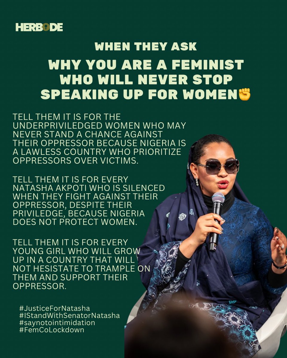 herbode's tweet image. Today, we continue to fight and demand justice for women because none of us are immune to what is happening. Ignore the paid disruptors. Senator Natasha Akpoti is fighting for her voice to be heard, and we will amplify it until it is. 

#FemCoLockdown 
#IStandWithSenatorNatasha