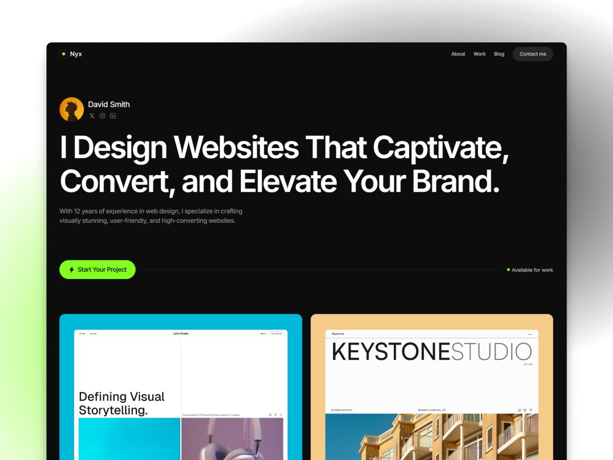 ✨ New template is live on <a href="/framer/">Framer</a> Marketplace!

Nyx is a stylish dark theme portfolio template. Perfect for personal portfolios, design studios, and creative agencies.

→ Grab it for free: framer.com/marketplace/te…