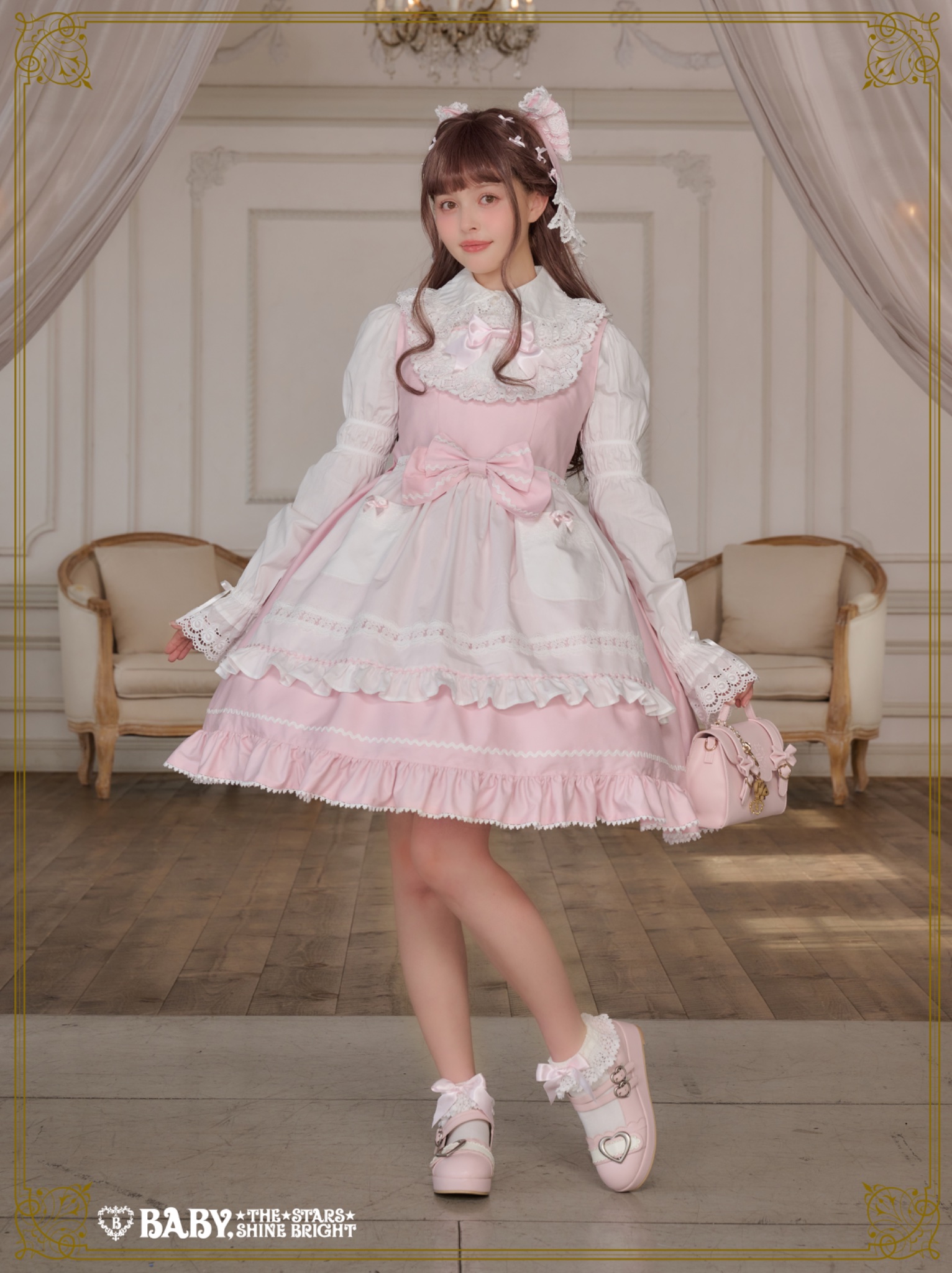 SJ vintage レトロ エプロンドレス　ジャンパースカート 受注予約8/18まで】Strawberry Sunshine Picnic カントリー風