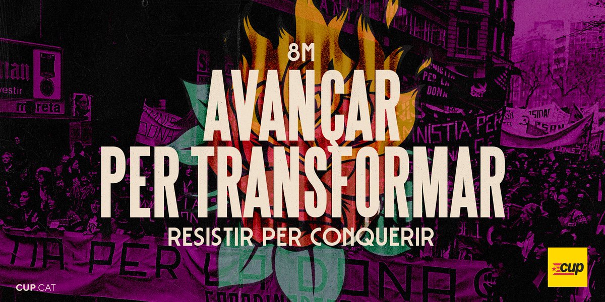 🌹Resistim per conquerir, perquè sabem que la resistència és la clau de cada victòria.

🔥I avancem per transformar, ja que no ens fan por les amenaces, perquè fa segles que lluitem.

Perquè quan les feministes ens unim el món canvia i es mou. I el #8M tornem a fer-lo tremolar.