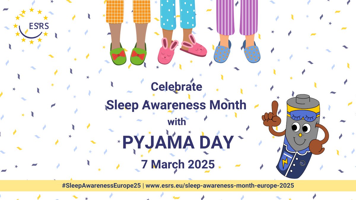 AdriMichalak's tweet image. Is there anything better than staying cozy in PJ? Yes, doing it for a great cause!
💤 👕 💤
Today, join @ESRS_Sleep #PJDay25ESRS initiative to promote the importance of healthy sleeping habits and their impact on overall health and well-being.
#SleepAwarnessEurope2025