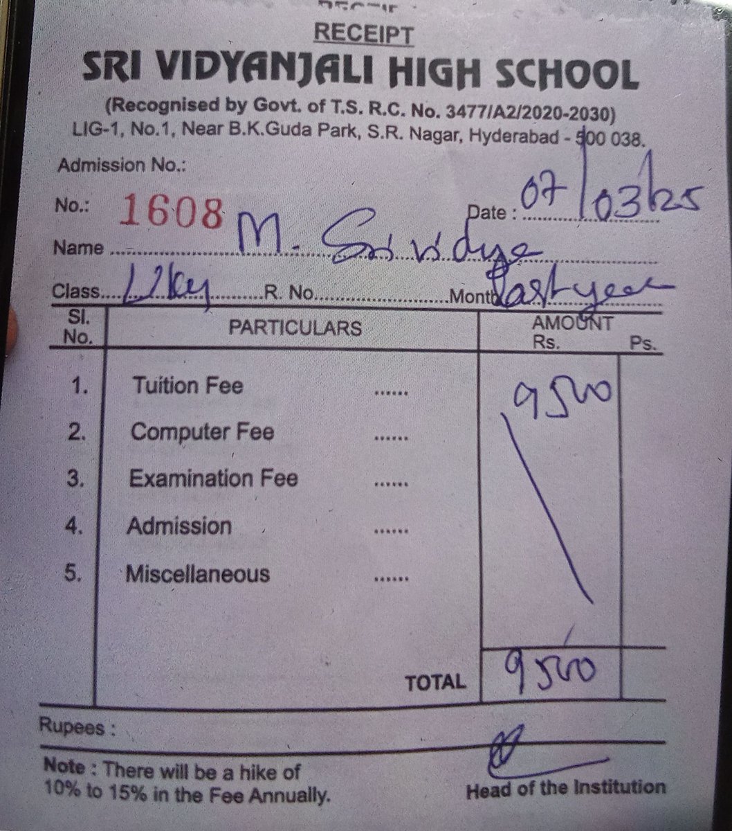 We at KTR office reached out to Sri Vidya.

The school had denied admission as she did not have an Aadhar Card and also had pending fees.

The fees were taken care of by <a href="/KTRBRS/">KTR</a> And also assured the kid Sri vidya of further support.