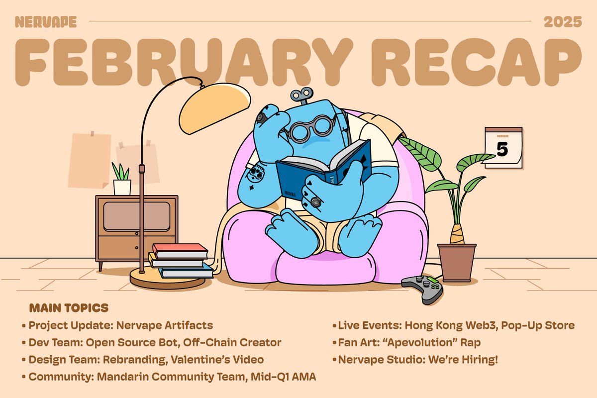 nervape_cn's tweet image. 🦍 Keep Up to Ape — 2025年2月回顾 — #Nervape 实体、开源 Bot、情人节

🏗️ 尽管这个 2 月市场略有降温，Nervape Studio 仍然坚持做我们最擅长的事—— #BUIDLing  ！无论是熊市还是牛市，我们始终不断地发展我们的 IP，回馈生态系统，并且一如既往地制作出既酷又易用的优秀产品。🙂

🙌