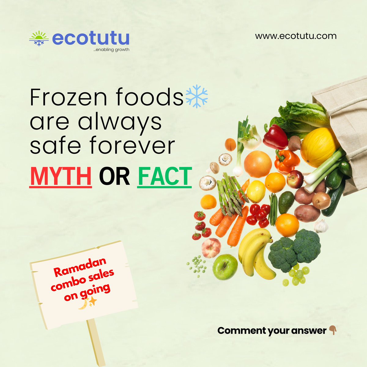 Ecotutu (@ecotutu) on Twitter photo TGIF๐ฅณ๐ฅณ Hope fasting is going well ๐
Is this a MYTH or a FACT? Letโs see who has been learning on our page!๐๐๐พ
Mini Bag + 2 Midi Ice Cells โ โฆ36,000 โ Now โฆ34,000 โ
MIDI Bag + 2 Maxi Ice Cells โ โฆ48,000 โ Now โฆ46,000 โ
#ColdChain #MythOrFact #RamadanDeals #Ecotutu TGIF๐ฅณ๐ฅณ Hope fasting is going well ๐
Is this a MYTH or a FACT? Letโs see who has been learning on our page!๐๐๐พ
Mini Bag + 2 Midi Ice Cells โ โฆ36,000 โ Now โฆ34,000 โ
MIDI Bag + 2 Maxi Ice Cells โ โฆ48,000 โ Now โฆ46,000 โ
#ColdChain #MythOrFact #RamadanDeals #Ecotutu