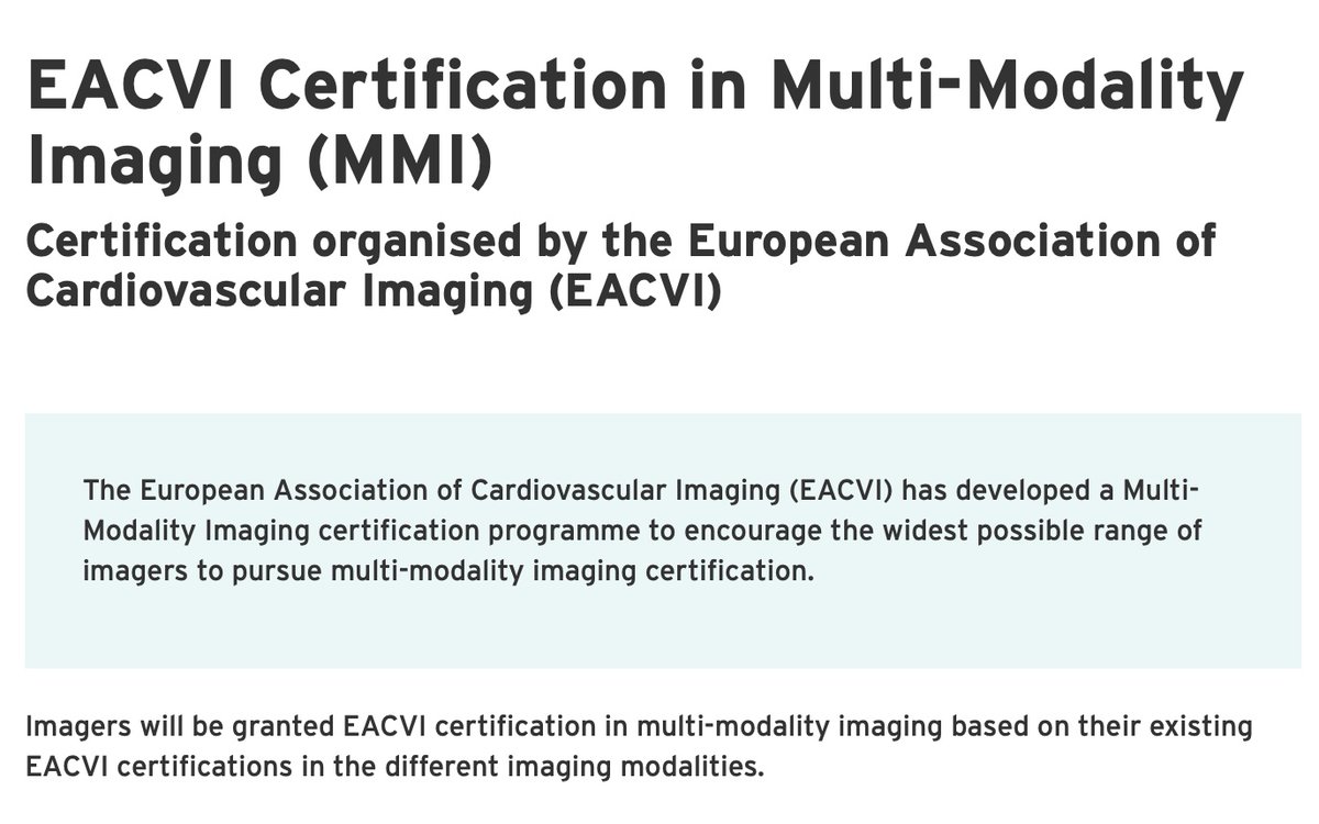Sarah Moharem Elgamal, MBBCh, MSc, PhD👩🏻⚕️🫀 (@sarah_moharem) on Twitter photo 🔊#EACVI has developed a #MMI certification program. All candidates must hold a valid Level 2 (or >) #EACVI certification across ≥2 #CVImaging modalities #echofirst #CCT #WhyCMR #NuclearCV
🌐bit.ly/4ivBLFs
<a href="/EACVIPresident/">EACVI President</a> <a href="/carpenter_jp/">JP Carpenter</a> <a href="/LunaGargani/">Luna Gargani</a> <a href="/ElenaGalli10/">Elena Galli</a> 🔊#EACVI has developed a #MMI certification program. All candidates must hold a valid Level 2 (or >) #EACVI certification across ≥2 #CVImaging modalities #echofirst #CCT #WhyCMR #NuclearCV
🌐bit.ly/4ivBLFs
<a href="/EACVIPresident/">EACVI President</a> <a href="/carpenter_jp/">JP Carpenter</a> <a href="/LunaGargani/">Luna Gargani</a> <a href="/ElenaGalli10/">Elena Galli</a>