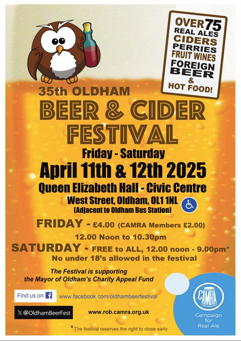 It's coming! Our 35th Oldham Beer Festival will be here in (checks notes) just 35 days. Get April 11th and 12th in your calendars now.