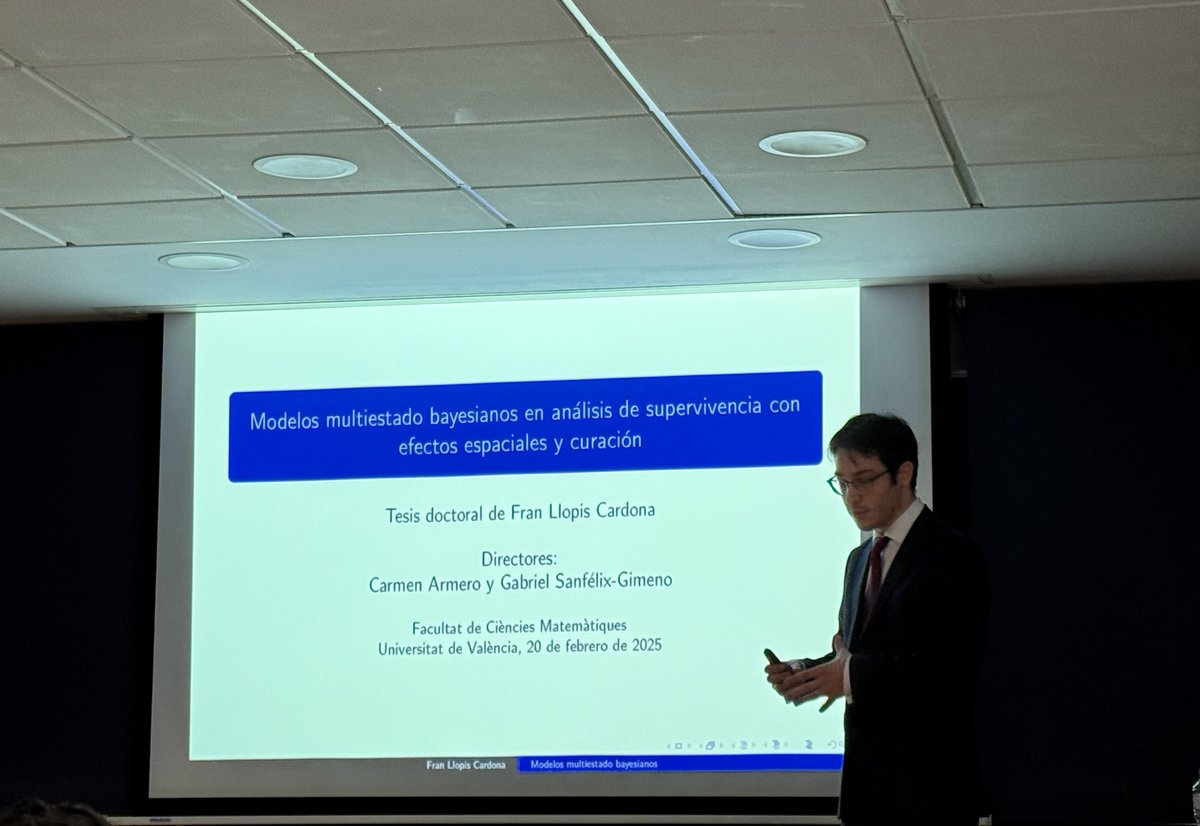 🎓✨ Fran Llopis ha defendido su tesis doctoral “Modelos multiestado bayesianos en análisis de supervivencia con efectos espaciales y curación”

👥 Dirigida por el Dr. Gabriel Sanfélix Gimeno y la Dra. Carmen Armero de <a href="/HSRP_Unit/">Health Services Research & Pharmacoepi Unit</a>

👏 ¡Enhorabuena!