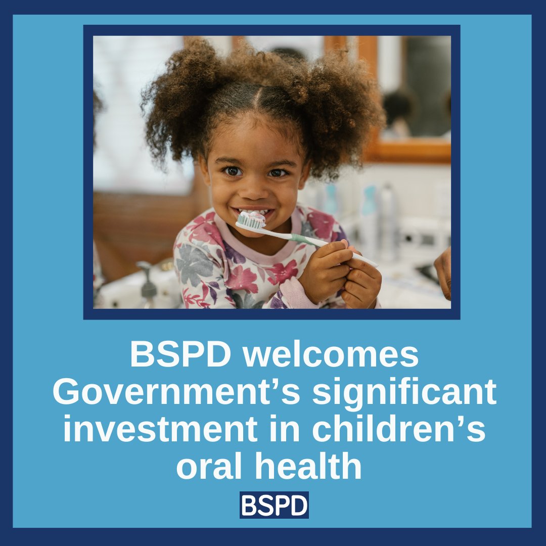 BSPD welcomes Government’s significant investment in children’s oral health: ow.ly/TMWM50VcrYi Read our press release here: ow.ly/7yt250Vcs2p
#supervisedtoothbrushing #childoralhealth #nhs