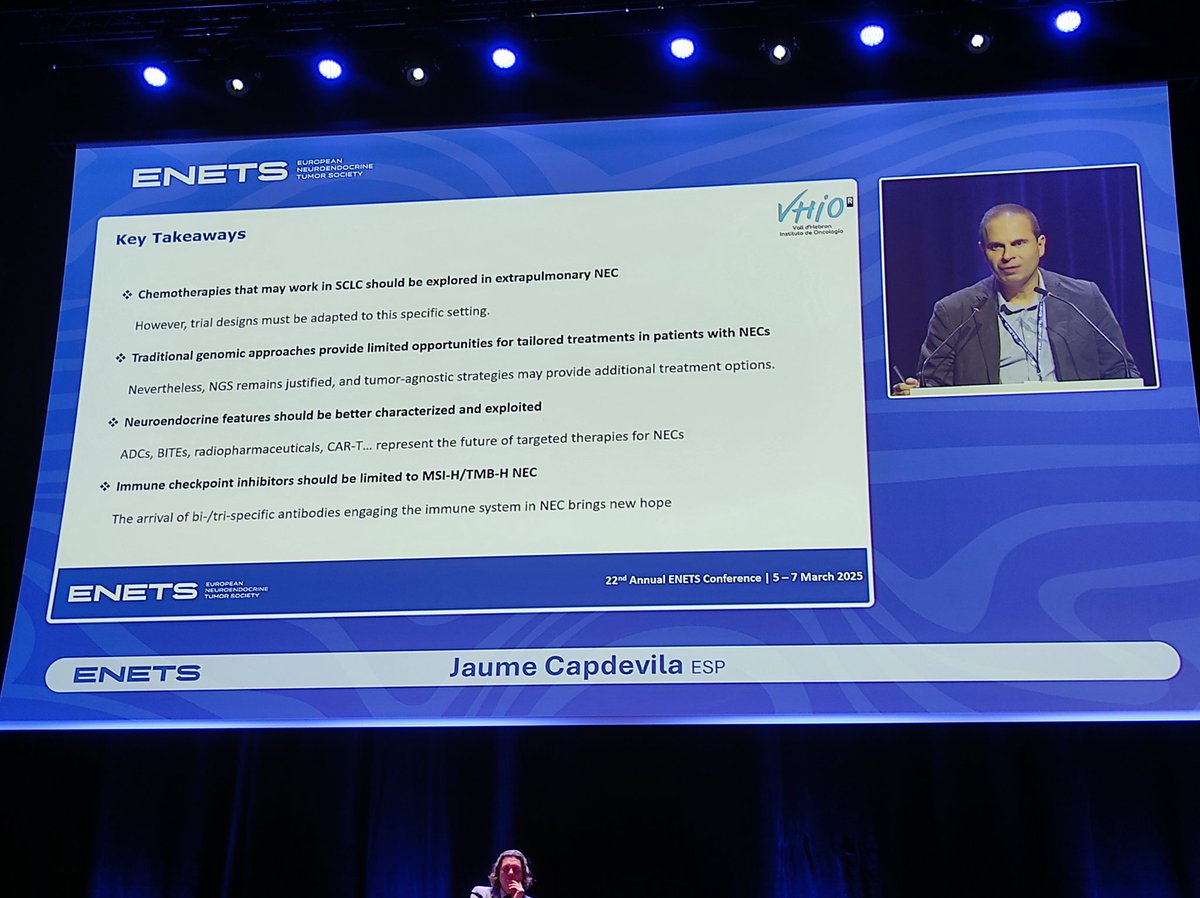 Alejandro Garcia (@alej_garciamd) on Twitter photo Excellent ENETS-NANETS morning session with two superstars <a href="/OncoThor/">Thor Halfdanarson</a> and <a href="/Ja_Capdevila/">Jaume Capdevila</a> at #enets25
🚨Last trials update in NENs (COMPETE, STARTER-NET, 212Pb-DOTA...)
🆕 Upcomming trials (ADC in NECs, DLL3-BiTEs <a href="/GrupoGetne/">Grupo GETNE</a>)
🔮Future possible players (non-peptide drug conjugate) Excellent ENETS-NANETS morning session with two superstars <a href="/OncoThor/">Thor Halfdanarson</a> and <a href="/Ja_Capdevila/">Jaume Capdevila</a> at #enets25
🚨Last trials update in NENs (COMPETE, STARTER-NET, 212Pb-DOTA...)
🆕 Upcomming trials (ADC in NECs, DLL3-BiTEs <a href="/GrupoGetne/">Grupo GETNE</a>)
🔮Future possible players (non-peptide drug conjugate)
