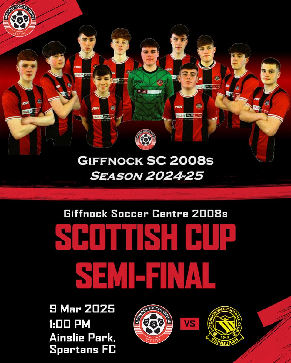 Giffnock_SC's tweet photo. π¦ππ’π§π§ππ¦π ππ¨π£ π¦ππ π-πππ‘ππ π΄β½β«
Get yourself along to Ainslie Park on Sunday to cheer on GSC 2008s as they look to book their spot in the U17 Scottish Cup final!
π Hutchison Vale
π Sun 9 March
π 1:00pm KO
π Ainslie Park, Spartans FC
#gscfamily https://t.co/9AaUYqe5SK