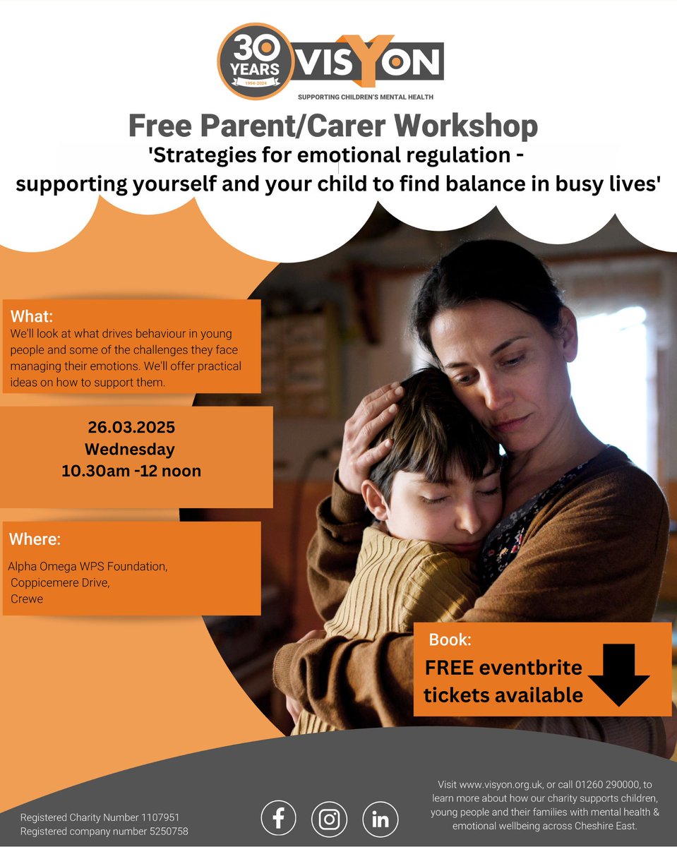 🌟 Free Workshop: Emotional Regulation Strategies 

Feeling overwhelmed as a parent? Join us for a FREE workshop on “Supporting Yourself &amp; Your Child to Find Balance in Busy Lives.”

🗓 Date: 26th March
⏰ Time: 10:30 AM - 12:00 PM
📍 Presented by: <a href="/Visyonltd/">visyon</a>