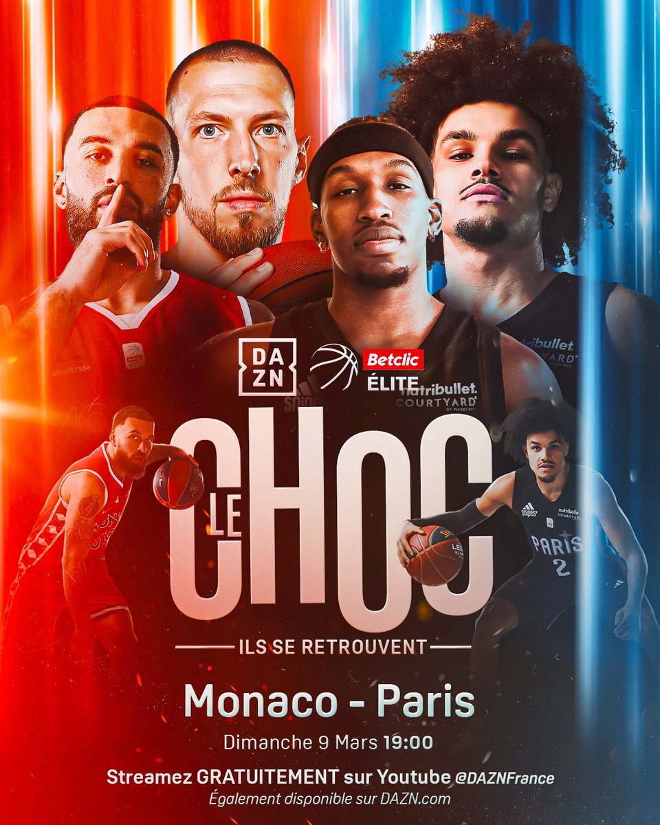 DAZN France (@dazn_fr) on Twitter photo 🤩 | Ils se retrouvent… <a href="/ASMonaco_Basket/">AS Monaco Basket 🇲🇨</a> 🆚 <a href="/ParisBasketball/">Paris Basketball</a> pour un match au sommet en <a href="/Betclic_ELITE/">Betclic ELITE</a> ! 🏀
Suivez la rencontre GRATUITEMENT sur l’app DAZN ou sur notre chaîne Youtube. 📲 🤩 | Ils se retrouvent… <a href="/ASMonaco_Basket/">AS Monaco Basket 🇲🇨</a> 🆚 <a href="/ParisBasketball/">Paris Basketball</a> pour un match au sommet en <a href="/Betclic_ELITE/">Betclic ELITE</a> ! 🏀
Suivez la rencontre GRATUITEMENT sur l’app DAZN ou sur notre chaîne Youtube. 📲
