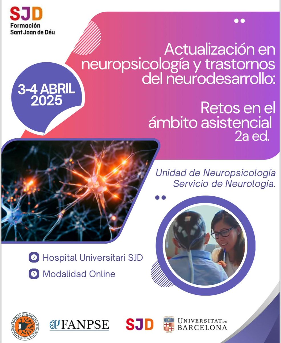 seccionps_copc's tweet photo. @SJDFormacion presenten un curs d'actualització en NPS i trastorns del neurodesenvolupament 🧠

📆3 - 4 ABRIL
💻 ONLINE
👀Info: https://t.co/GFw2TYbG0d https://t.co/c12c3CZgvA