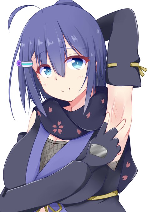 弱点の脇を開示するくノ一ちゃん。 