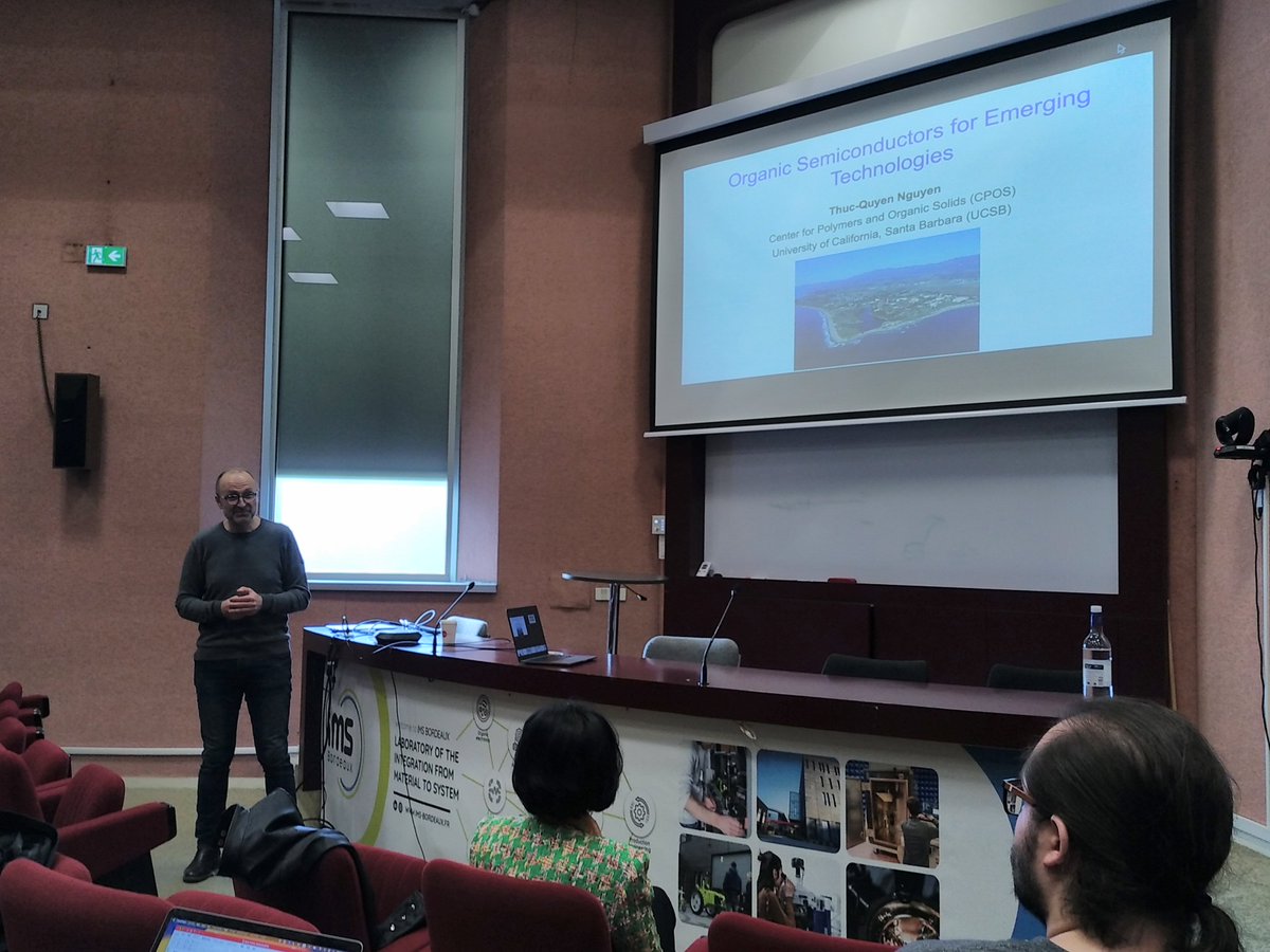 olivetree aka Olivier Sandre (@olive_free) on Twitter photo Dr Lionel Hirsch introduced Pr Thuc-<a href="/QuyenUCSB/">Thuc-Quyen Nguyen</a>'s lecture as <a href="/CNRSchimie/">CNRS Chimie</a> ambassador today visiting @UnivBordeaux referring to #StandUpForScience2025 world day, then Pr Quyen started to explain how Organic Semiconductors can address several ODDs (Clean water, Sustainable energy...) Dr Lionel Hirsch introduced Pr Thuc-<a href="/QuyenUCSB/">Thuc-Quyen Nguyen</a>'s lecture as <a href="/CNRSchimie/">CNRS Chimie</a> ambassador today visiting @UnivBordeaux referring to #StandUpForScience2025 world day, then Pr Quyen started to explain how Organic Semiconductors can address several ODDs (Clean water, Sustainable energy...)