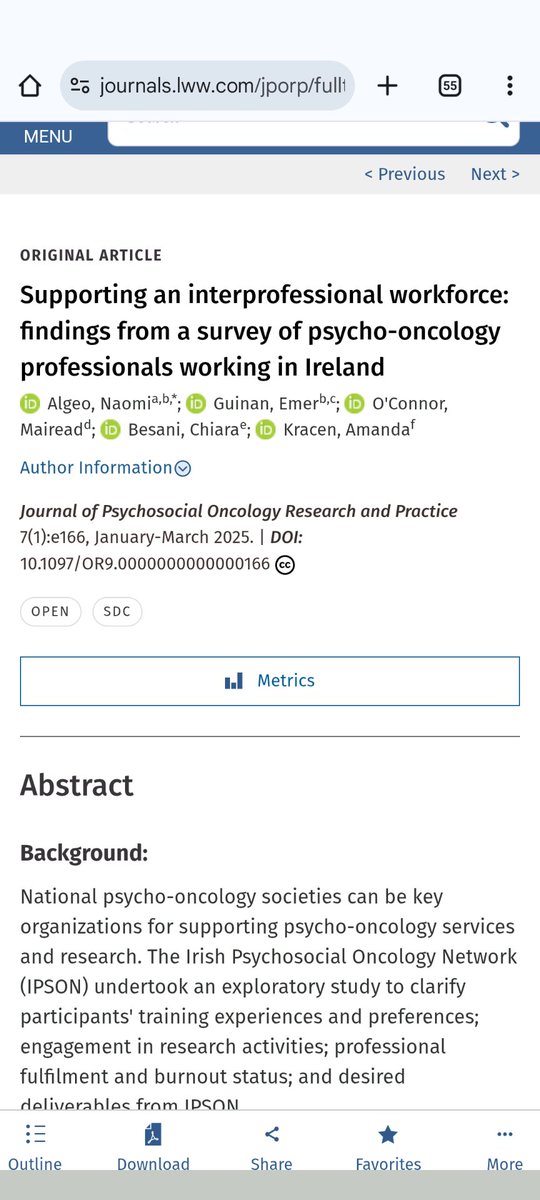 Great to see our paper on supporting psycho-oncology professionals in Ireland finally published 🎉🥳

Well done to <a href="/NaomiAlgeo/">Naomi Algeo</a> for leading on this and to the rest of the team 👏
<a href="/IRLpson/">IPSON</a>

journals.lww.com/jporp/fulltext…
